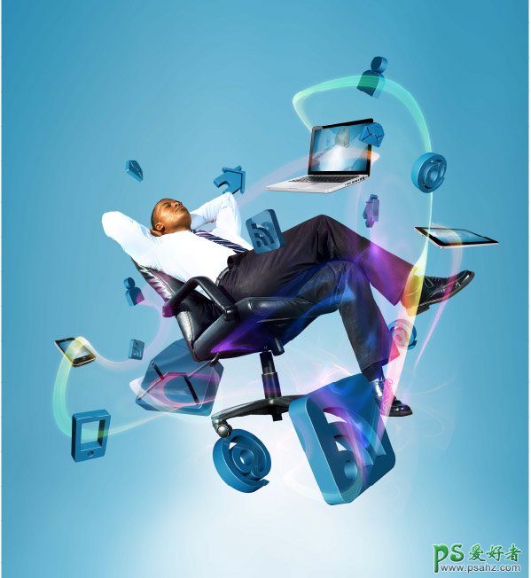 科技藍風格互聯(lián)網電子辦公產品廣告,網絡輕松辦公海報圖片。